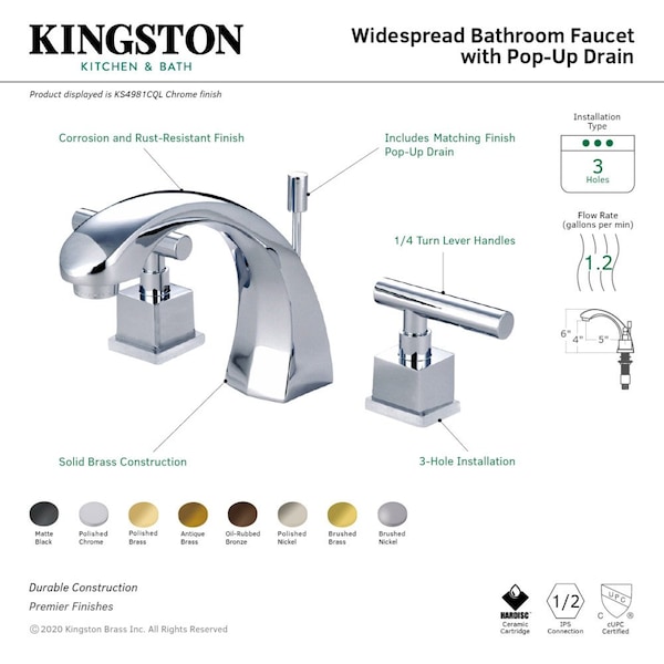 KS4985CQL 8 Widespread Bathroom Faucet, Oil Rubbed Bronze